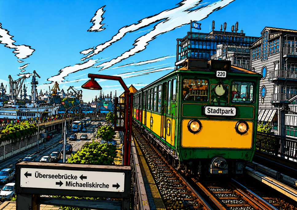 Karrikatur historische Hochbahn